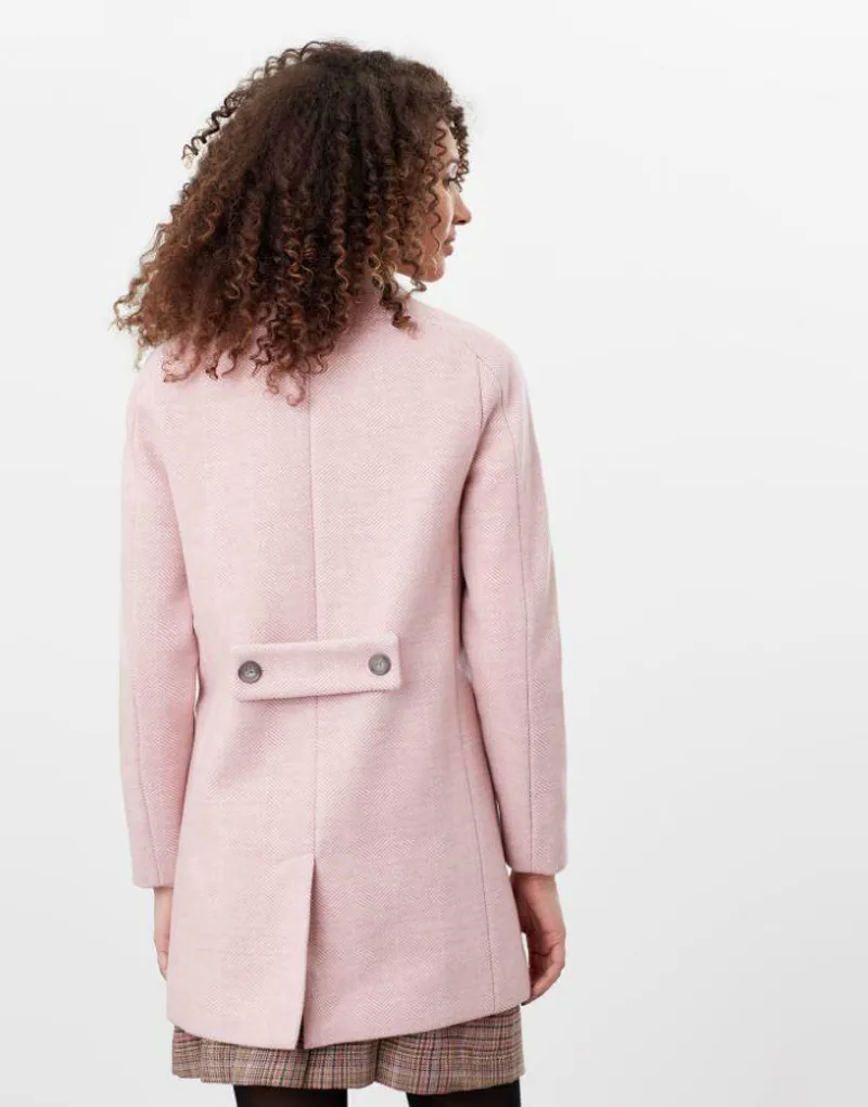 Joules Ladies Addington Pink Herringbone Coat-1